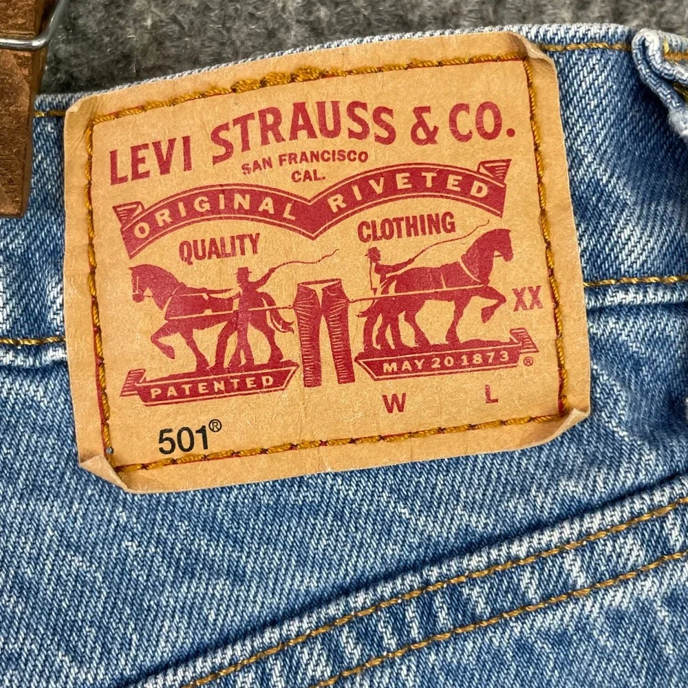 Levi's 501 Original Cut Off Shorts Womens 29 Blue Denim High Rise Button Fly